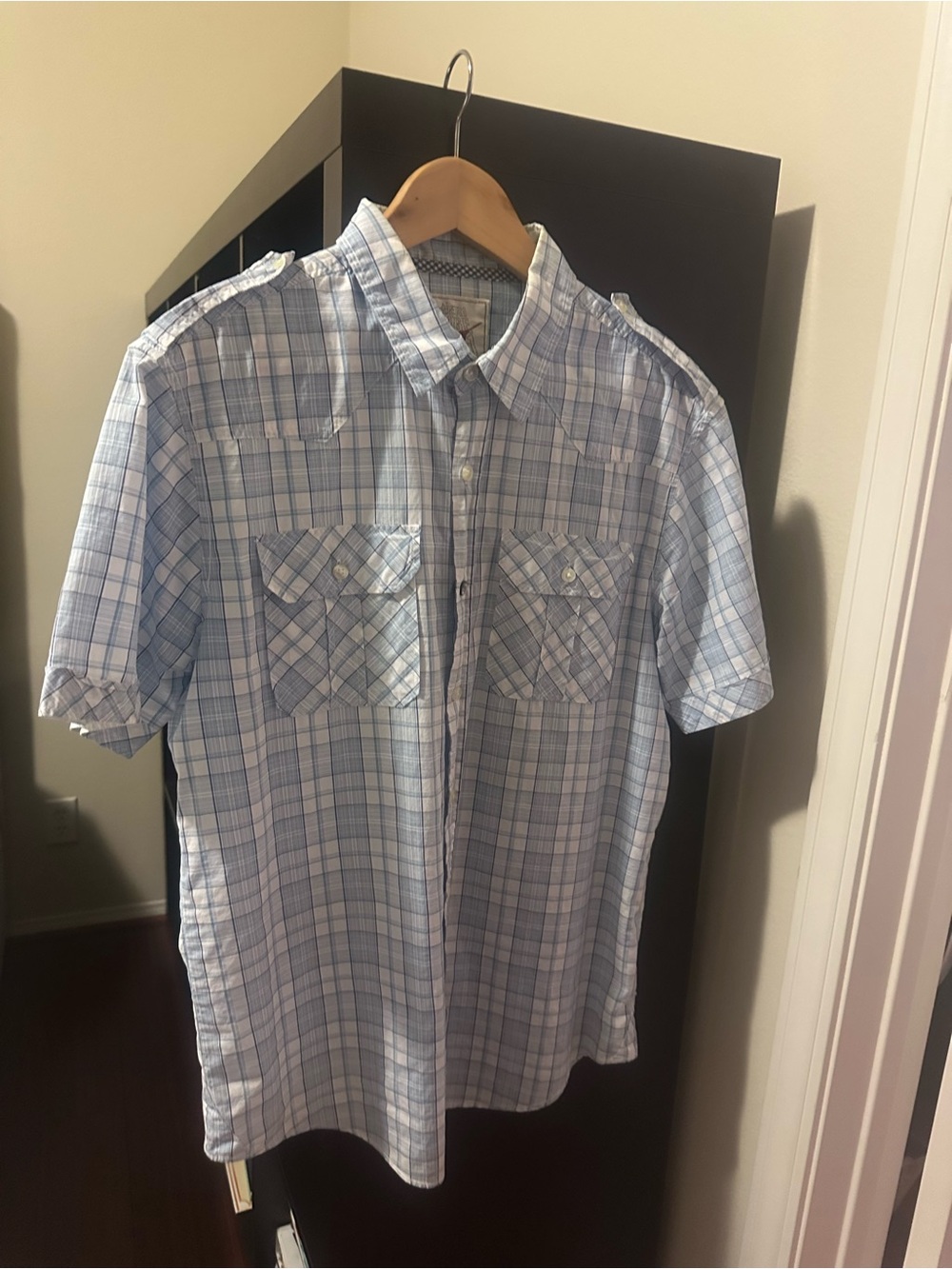 Heritage Light Blue Plaid Short-Sleeve Button-Down Shirt